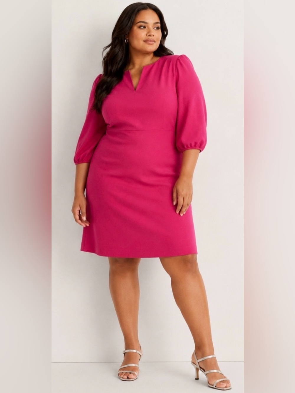 Ralph Lauren Pink Puff Sleeve Black Label Dress Size 16 New